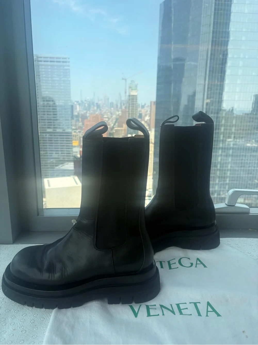 Bottega Veneta Black Lug-Sole Chelsea Boots